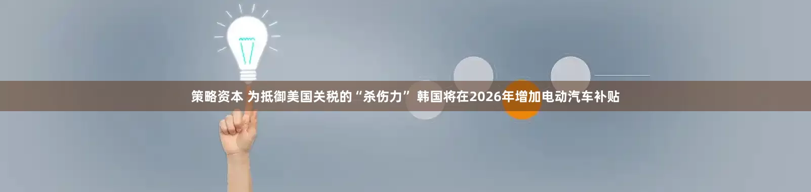 策略资本 为抵御美国关税的“杀伤力” 韩国将在2026年增加电动汽车补贴